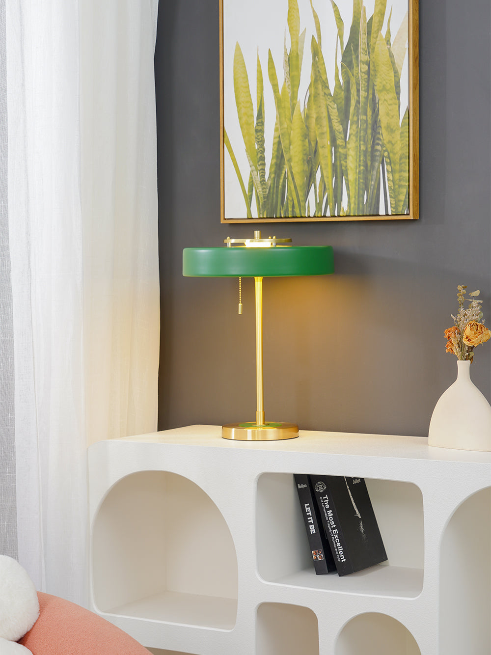 Bedside Reading Lamp with Metal Shade & Acrylic Diffuser for Desk Nightstand Lighting Office Bedroom Study Room Decor Pull Chain Switch Warm