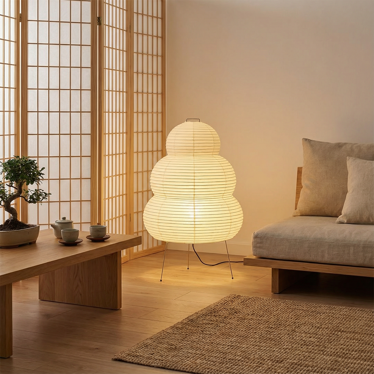 Tall White Paper Shade Standing Lamp with Warm Ambient Light for Bedroom Living Room Modern Minimalist Japandi Style Cloud-Inspired Diffused