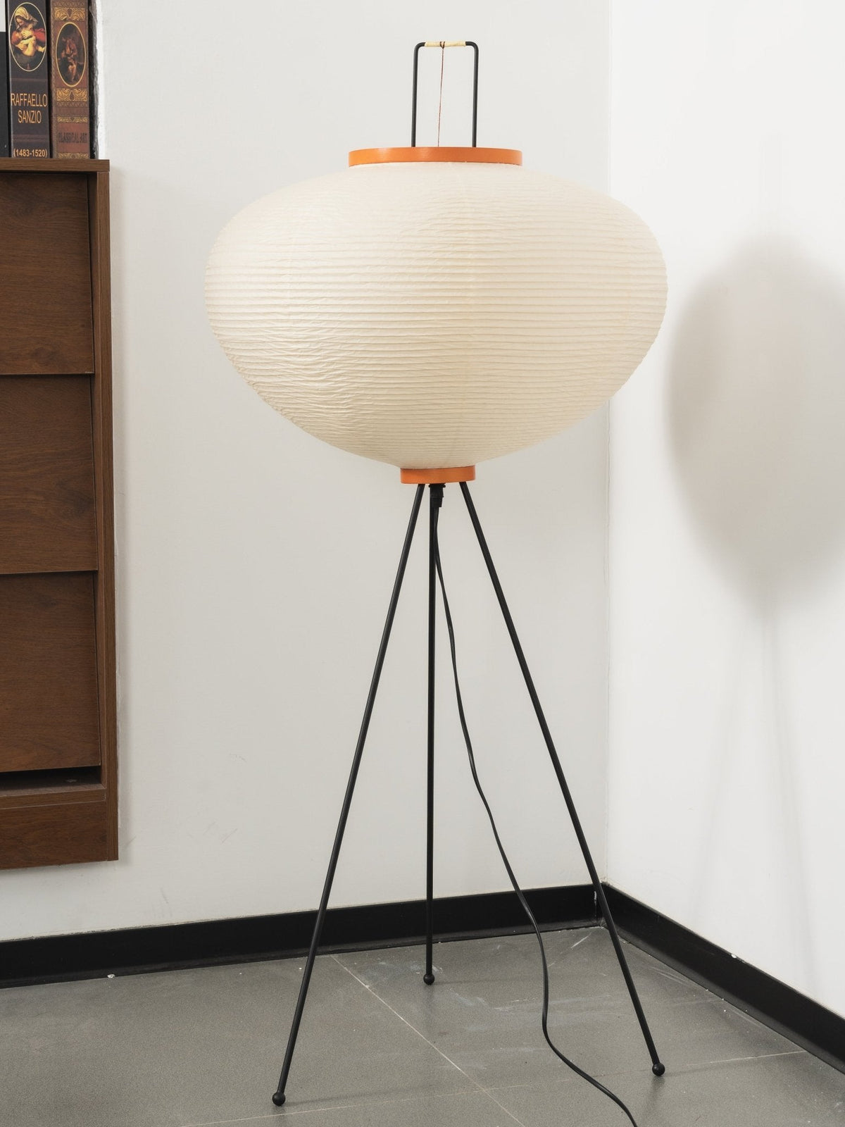 Japanese-Inspired Paper Floor Lamp White Mulberry Shade Tall Standing Light for Living Room Bedroom Reading Nook Sculptural Accent