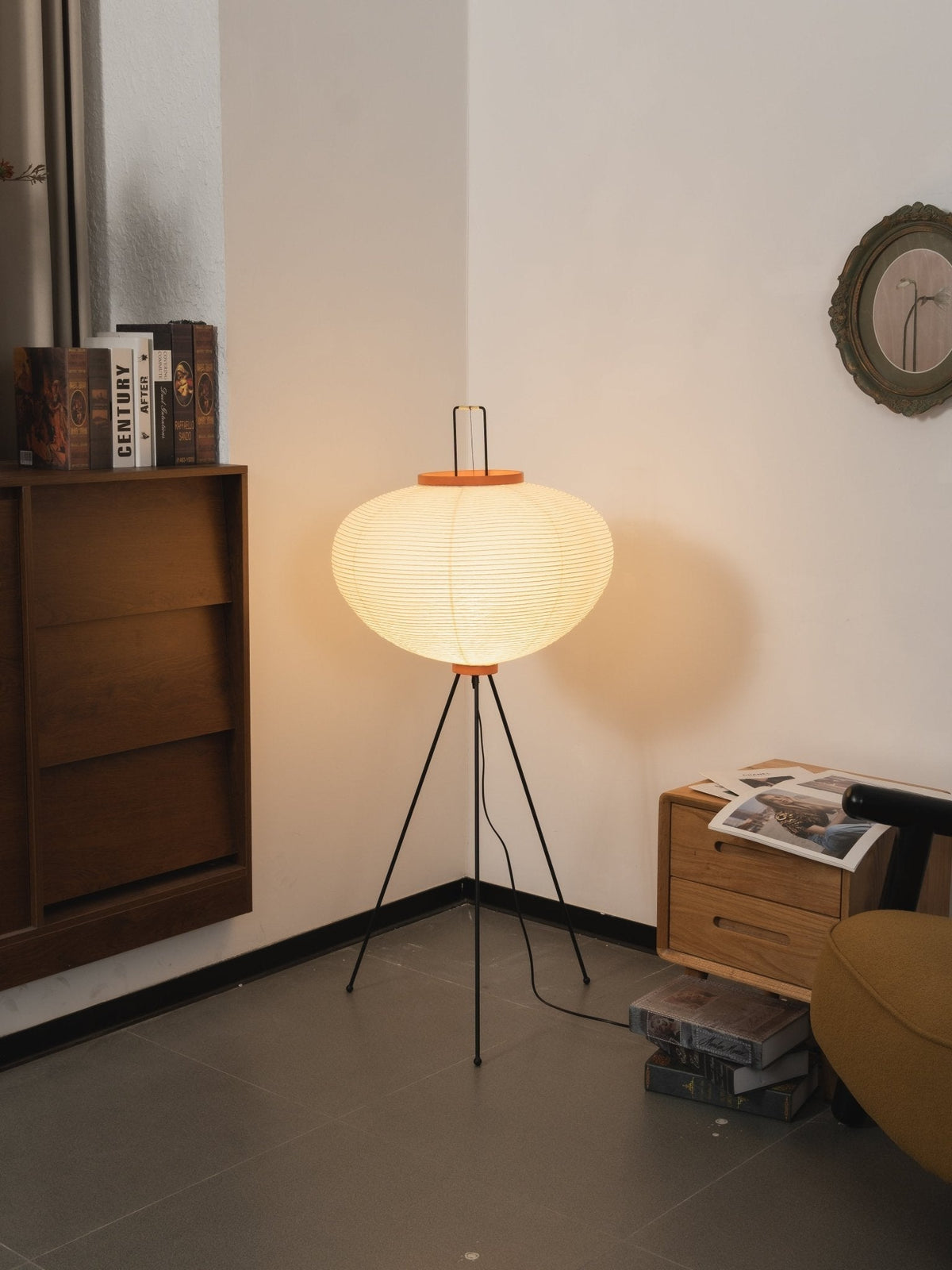 Japanese-Inspired Paper Floor Lamp White Mulberry Shade Tall Standing Light for Living Room Bedroom Reading Nook Sculptural Accent