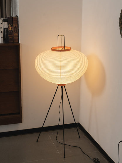 Japanese-Inspired Paper Floor Lamp White Mulberry Shade Tall Standing Light for Living Room Bedroom Reading Nook Sculptural Accent