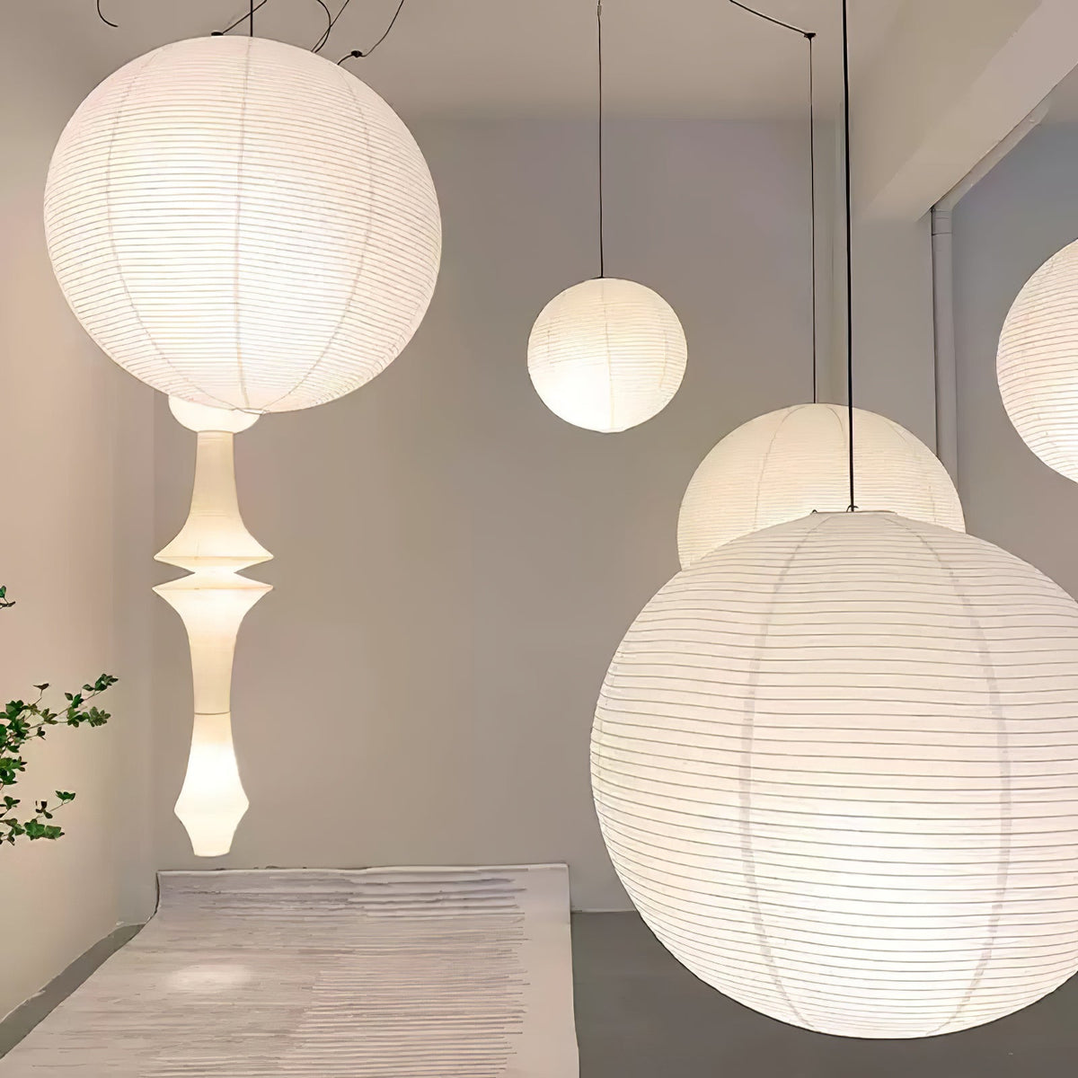 Handmade Paper Globe Drop Light for Kitchen Island & Dining Room – Adjustable Cable, E26 Socket, Soft Ambient Glow – Modern Overhead Fixture