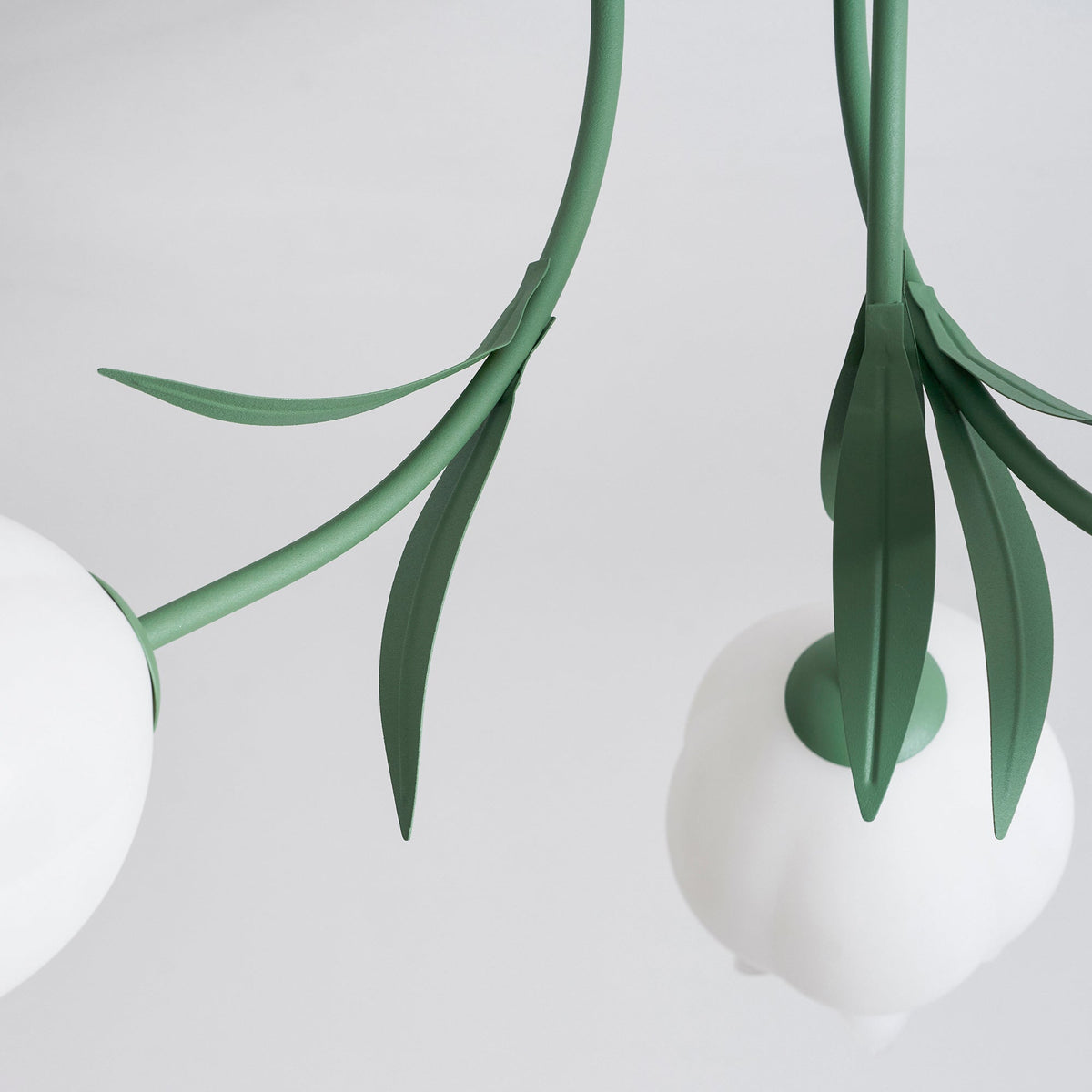 Flush Mount Floral Ceiling Light Fixture with Multi-Head LED Design for Bedroom, Living Room & Bathroom | Green White Acrylic Shades | Dimma