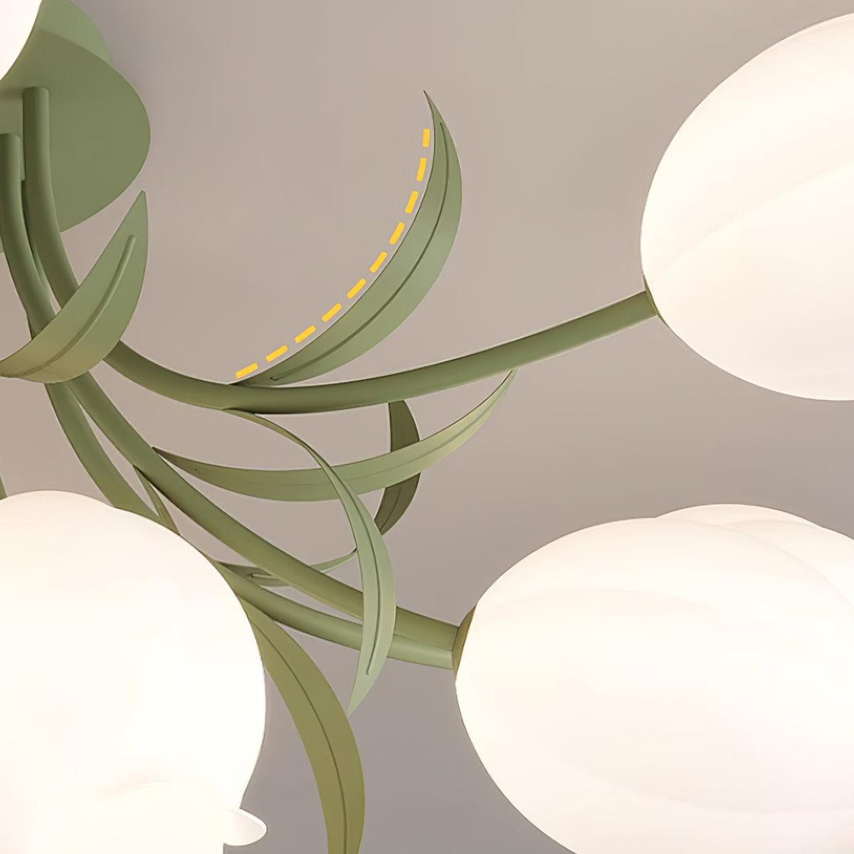 Flush Mount Floral Ceiling Light Fixture with Multi-Head LED Design for Bedroom, Living Room & Bathroom | Green White Acrylic Shades | Dimma