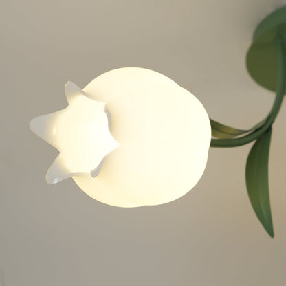 Flush Mount Floral Ceiling Light Fixture with Multi-Head LED Design for Bedroom, Living Room & Bathroom | Green White Acrylic Shades | Dimma