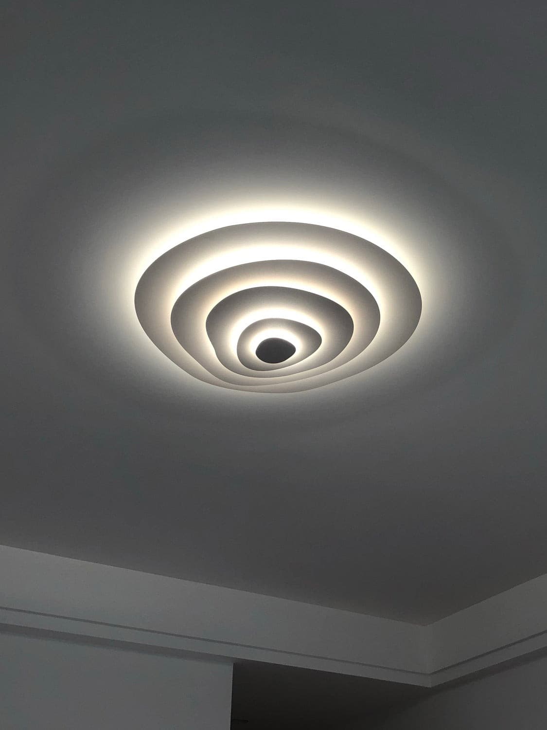 LED Flush Mount Ceiling Light 18.5 in White Metal Panel for Living Room Bedroom Dining Room Modern Low Profile Fixture Integrated Lighting