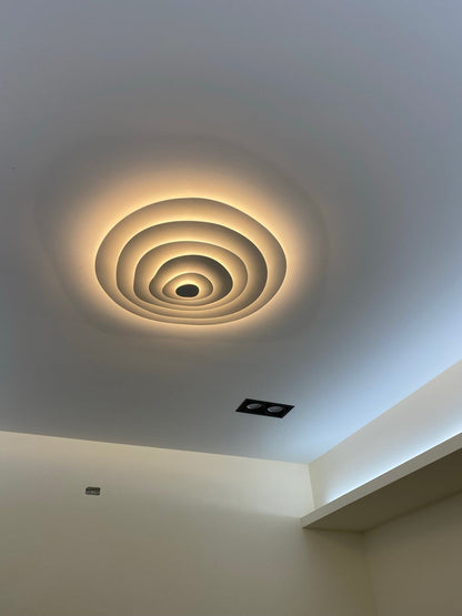 LED Flush Mount Ceiling Light 18.5 in White Metal Panel for Living Room Bedroom Dining Room Modern Low Profile Fixture Integrated Lighting