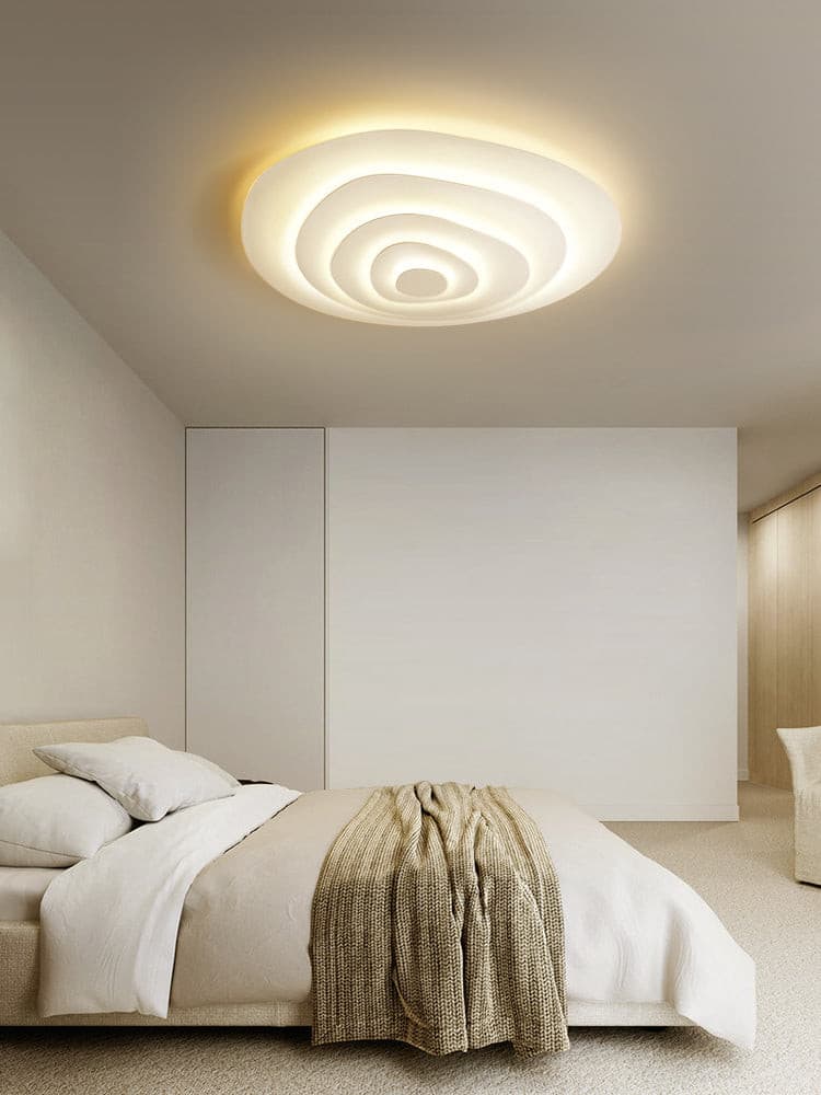 LED Flush Mount Ceiling Light 18.5 in White Metal Panel for Living Room Bedroom Dining Room Modern Low Profile Fixture Integrated Lighting