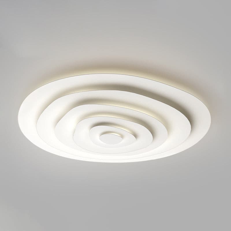 LED Flush Mount Ceiling Light 18.5 in White Metal Panel for Living Room Bedroom Dining Room Modern Low Profile Fixture Integrated Lighting
