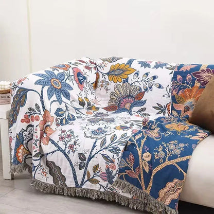Riven Floral Blanket - 100% Cotton, Reversible Design