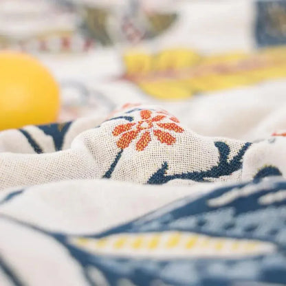 Riven Floral Blanket - 100% Cotton, Reversible Design