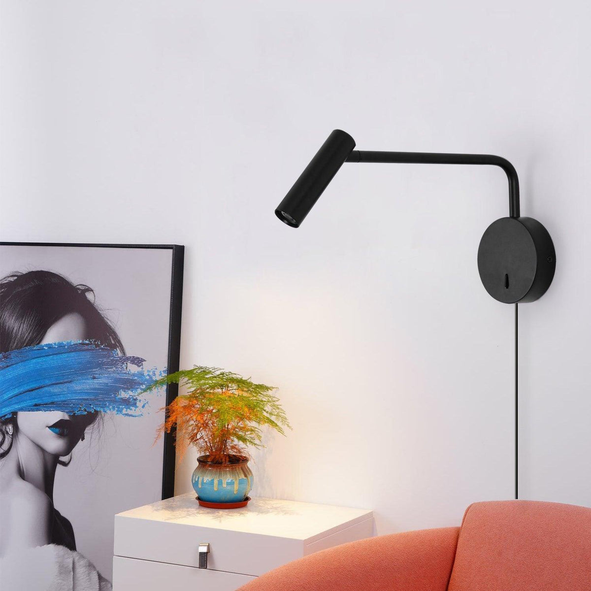Pivoting Arm LED Reading Light Metal Wall Sconce Bedside Task Lamp Modern 9.4 in Contemporary Fixture for Bedroom Hallway US Adjustable