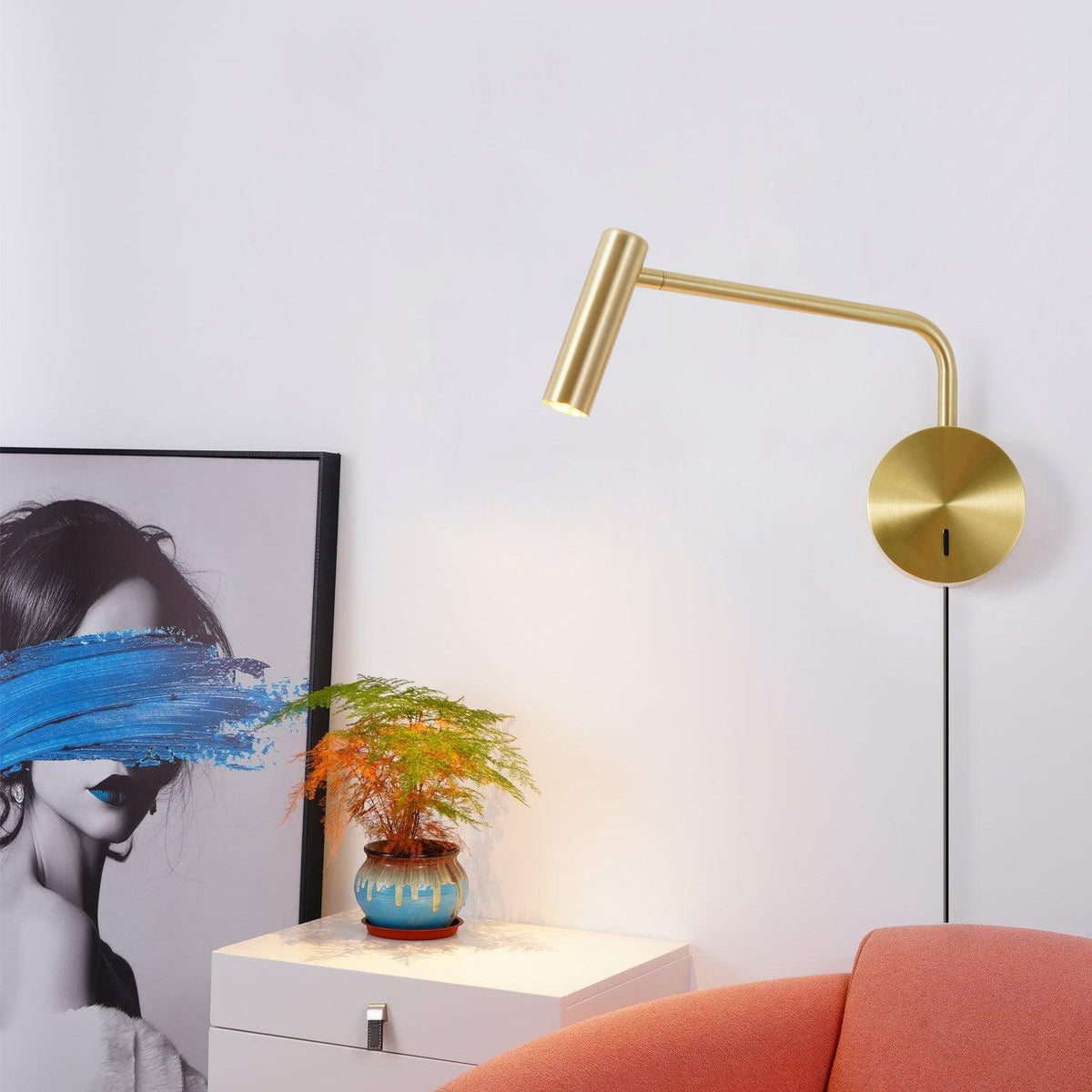 Pivoting Arm LED Reading Light Metal Wall Sconce Bedside Task Lamp Modern 9.4 in Contemporary Fixture for Bedroom Hallway US Adjustable