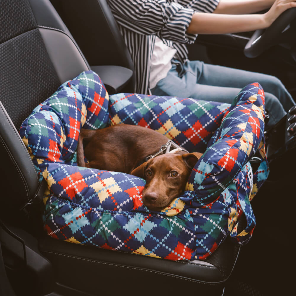 Dog Car Seat, Dog Bed for Car Travel with Safety Straps and Tether, Dog Booster Seat with Washable Cover