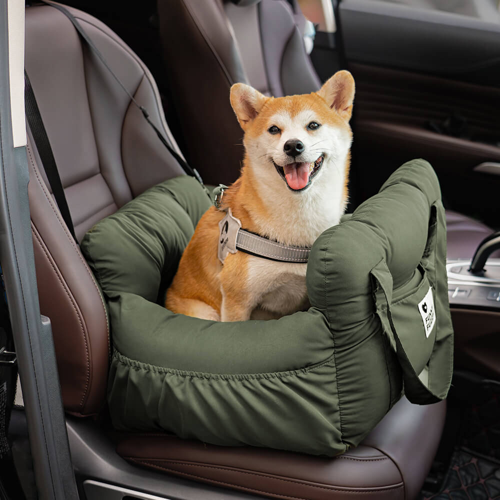 Dog Car Seat, Dog Bed for Car Travel with Safety Straps and Tether, Dog Booster Seat with Washable Cover