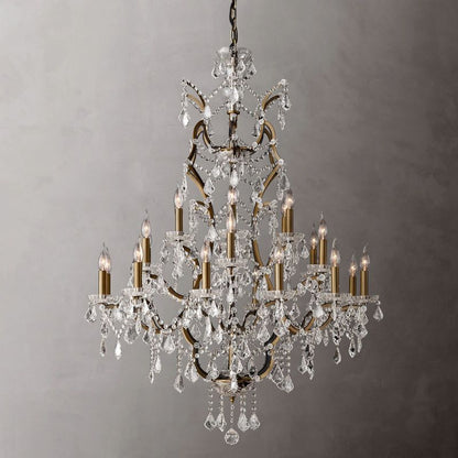 Large Grand Statement Chandelier Crystal Orb Fixture 40 Inch Round Elegant Dining Room Living Room Foyer Multi-Light 25 Bulb Iron Frame