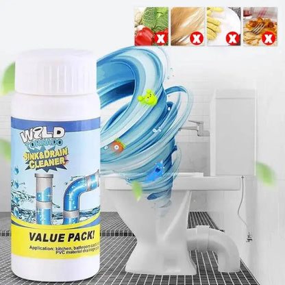 Powder Drain Opener 3.9 oz – Kitchen Sink & Bathroom Clog Remover for Showers, Toilets, PVC Pipes, Grease & Hair Buildup Maintenance