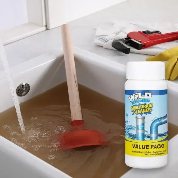 Powder Drain Opener 3.9 oz – Kitchen Sink & Bathroom Clog Remover for Showers, Toilets, PVC Pipes, Grease & Hair Buildup Maintenance