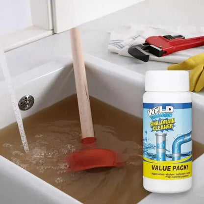 Powder Drain Opener 3.9 oz – Kitchen Sink & Bathroom Clog Remover for Showers, Toilets, PVC Pipes, Grease & Hair Buildup Maintenance