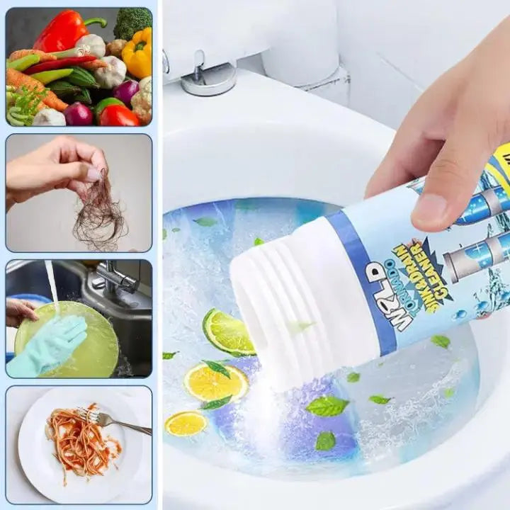 Powder Drain Opener 3.9 oz – Kitchen Sink & Bathroom Clog Remover for Showers, Toilets, PVC Pipes, Grease & Hair Buildup Maintenance