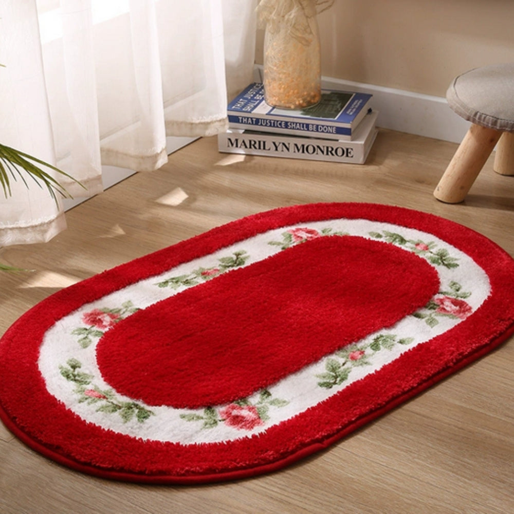Rosa Bath Mat - Plush Microfibre, Non-Slip Floral Design