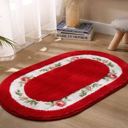 Rosa Bath Mat - Plush Microfibre, Non-Slip Floral Design