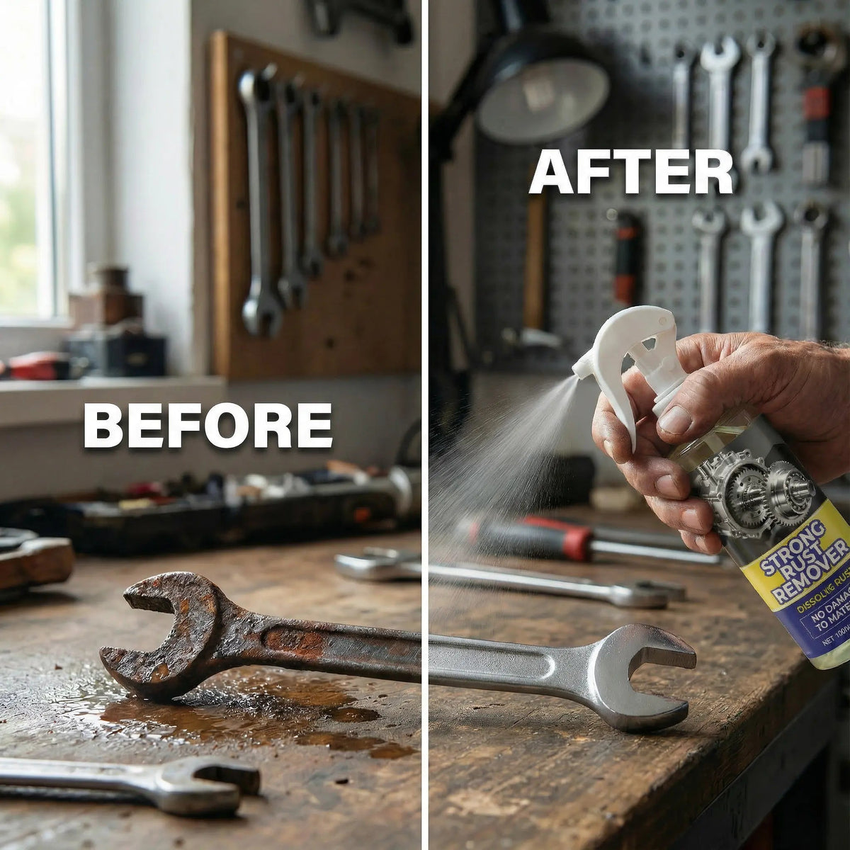 Metal Corrosion Dissolver Spray for Steel Iron Chrome Tools Auto Parts 3.4 fl oz No Scrubbing Formula Rust Remover Cleaner