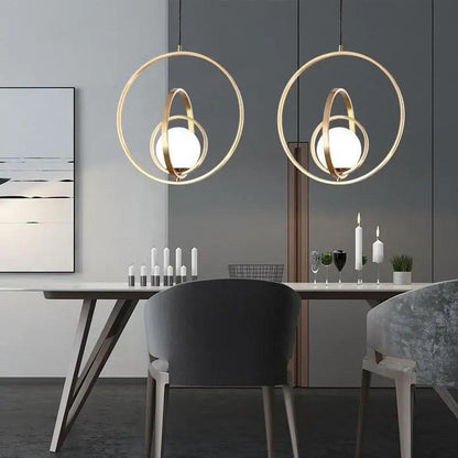 Adjustable Circular Pendant Light Gold Finish Multi-Ring Ceiling Fixture for Dining Room Kitchen Island Living Room Bedroom Modern Hanging L