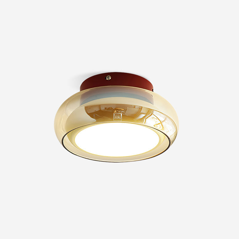 12W LED Flush Mount Ceiling Light with Glass Acrylic Diffuser for Bedrooms Living Rooms Dining Rooms Three Color Modes 54-108 sq ft Coverage