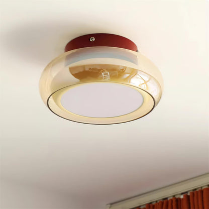 Glass Flush Mount Light with Tri-Color Switching for Up to 323 sq ft Spaces Cherry Amber Indoor Fixture for Bedroom Living Room Dining Area