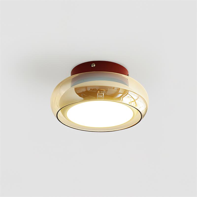 Glass Flush Mount Light with Tri-Color Switching for Up to 323 sq ft Spaces Cherry Amber Indoor Fixture for Bedroom Living Room Dining Area