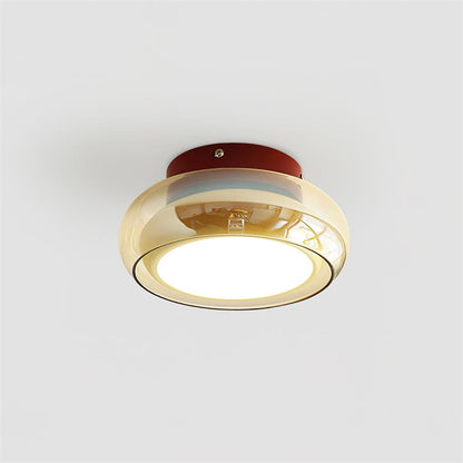 Glass Flush Mount Light with Tri-Color Switching for Up to 323 sq ft Spaces Cherry Amber Indoor Fixture for Bedroom Living Room Dining Area