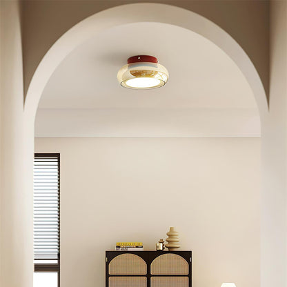 Glass Flush Mount Ceiling Light with Metal Frame – Ambient LED Fixture for Bedroom, Living Room & Kitchen – 3 Color Temperatures