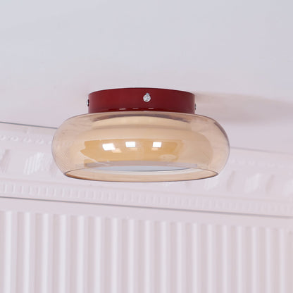 Glass Flush Mount Light with Tri-Color Switching for Up to 323 sq ft Spaces Cherry Amber Indoor Fixture for Bedroom Living Room Dining Area