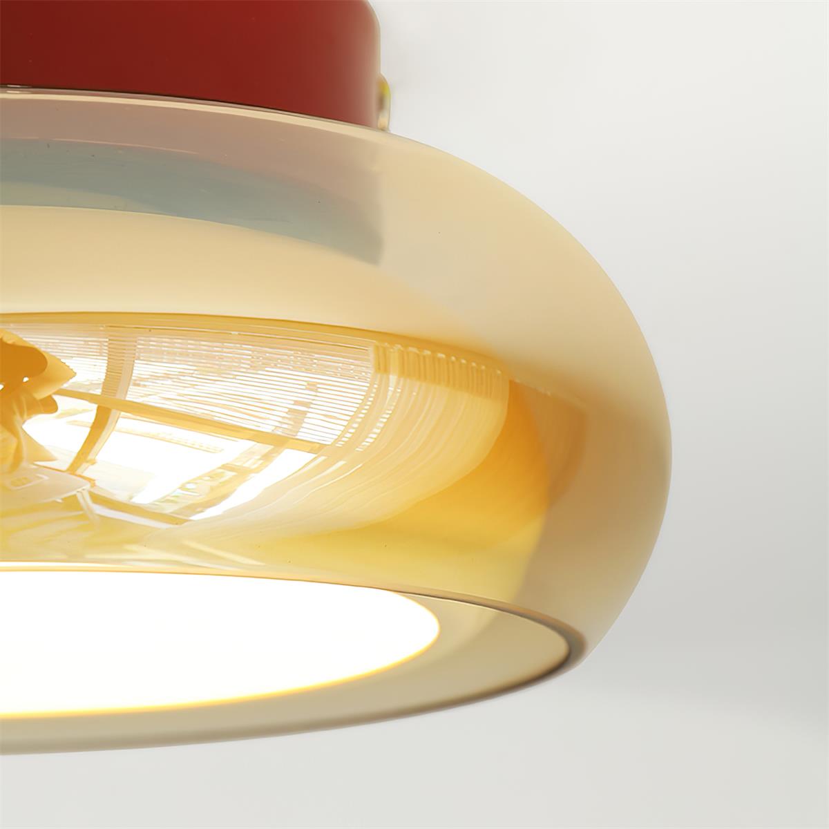 Glass Flush Mount Light with Tri-Color Switching for Up to 323 sq ft Spaces Cherry Amber Indoor Fixture for Bedroom Living Room Dining Area