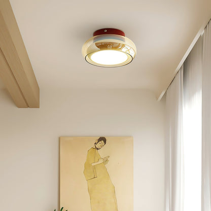 Glass Flush Mount Light with Tri-Color Switching for Up to 323 sq ft Spaces Cherry Amber Indoor Fixture for Bedroom Living Room Dining Area