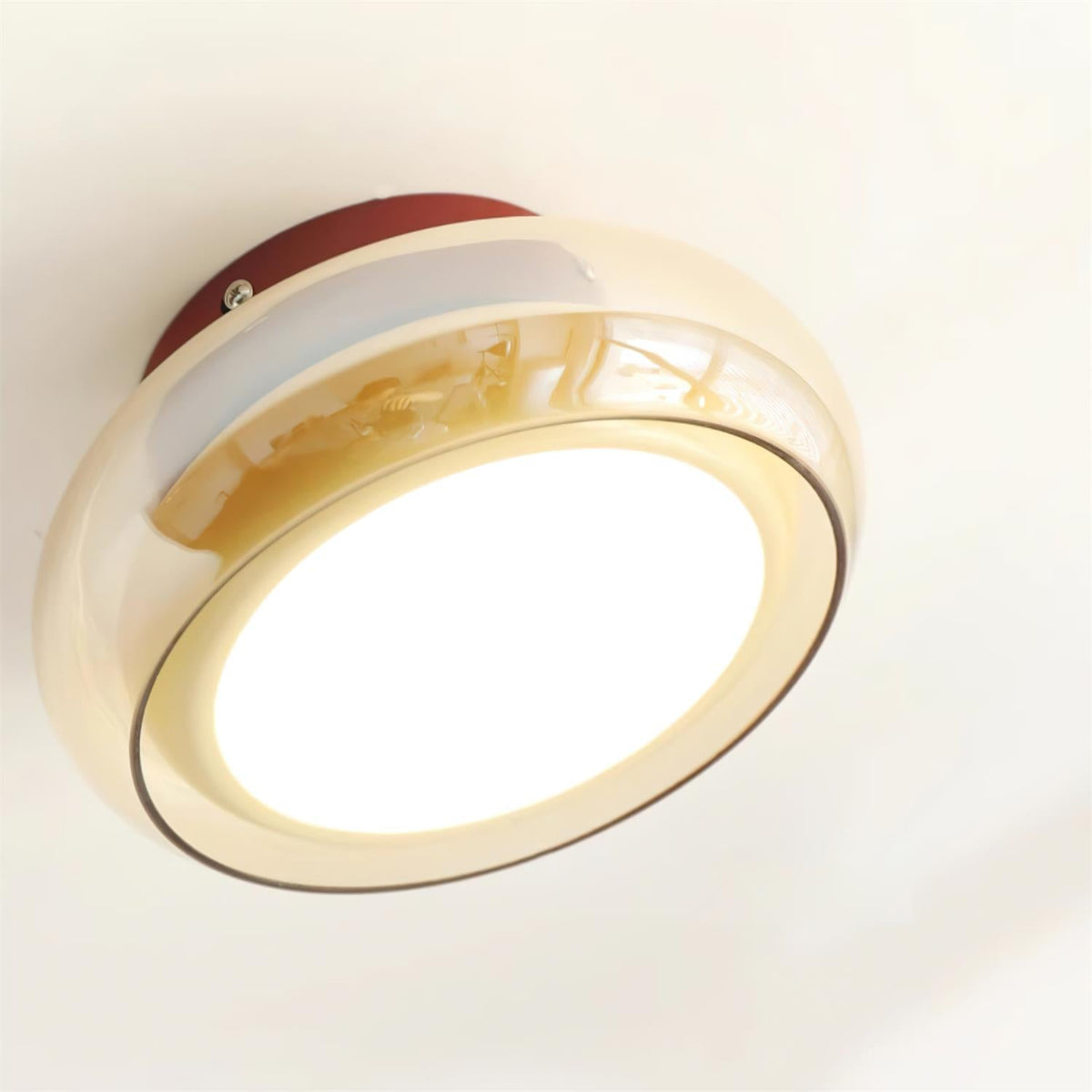 Glass Flush Mount Light with Tri-Color Switching for Up to 323 sq ft Spaces Cherry Amber Indoor Fixture for Bedroom Living Room Dining Area