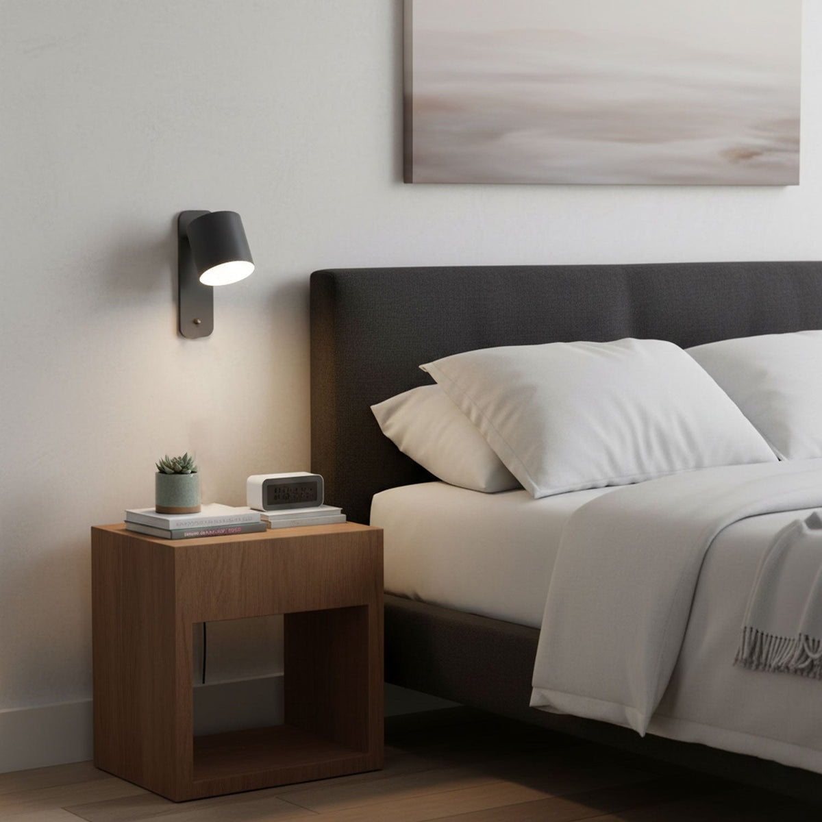 Adjustable Wall Sconce with Swivel Head Metal & Wood Construction 12-Inch Height for Bedroom and Living Room Light