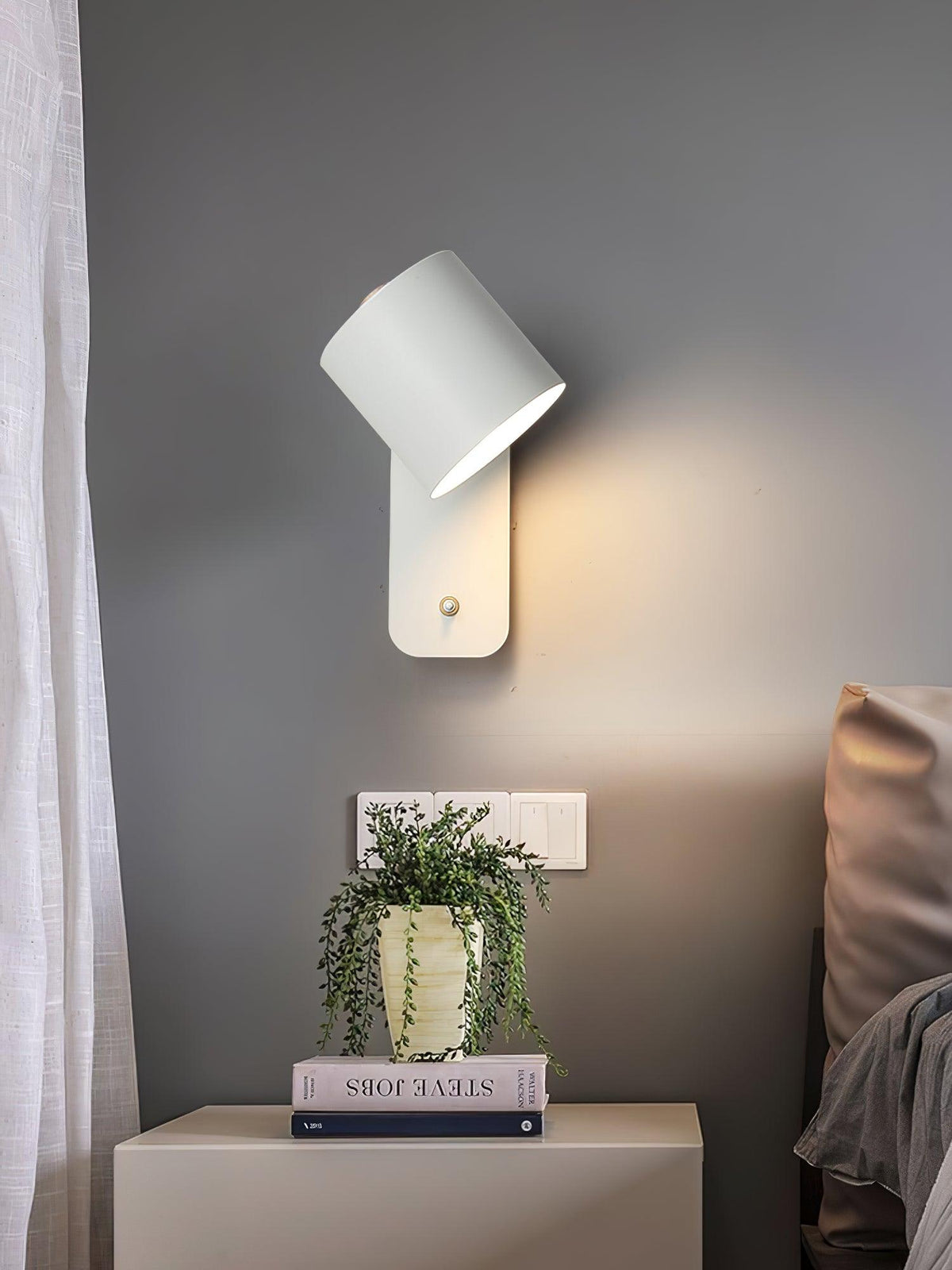 Adjustable Wall Sconce with Swivel Head Metal & Wood Construction 12-Inch Height for Bedroom and Living Room Light
