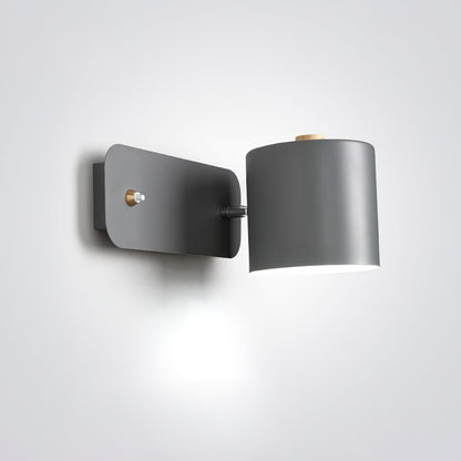 Adjustable Wall Sconce with Swivel Head Metal & Wood Construction 12-Inch Height for Bedroom and Living Room Light