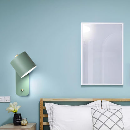 Adjustable Wall Sconce with Swivel Head Metal & Wood Construction 12-Inch Height for Bedroom and Living Room Light