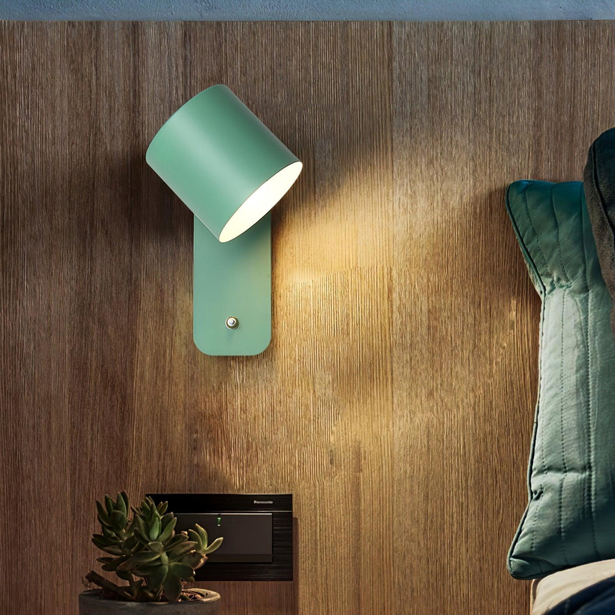 Adjustable Wall Sconce with Swivel Head Metal & Wood Construction 12-Inch Height for Bedroom and Living Room Light