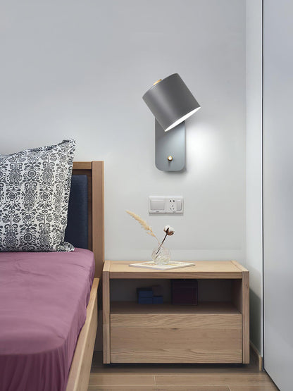 Adjustable Wall Sconce with Swivel Head Metal & Wood Construction 12-Inch Height for Bedroom and Living Room Light