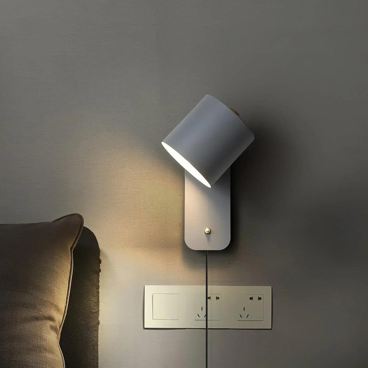 Plug-In Cylinder Wall Sconce with E27 Socket for Bedroom & Living Room | Minimalist Metal Reading Light | Modern Accent Fixture
