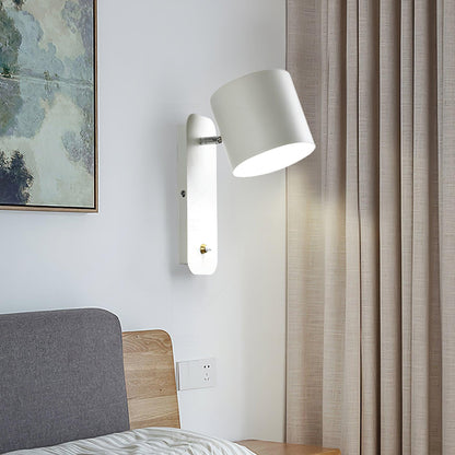 Adjustable Wall Sconce with Swivel Head Metal & Wood Construction 12-Inch Height for Bedroom and Living Room Light