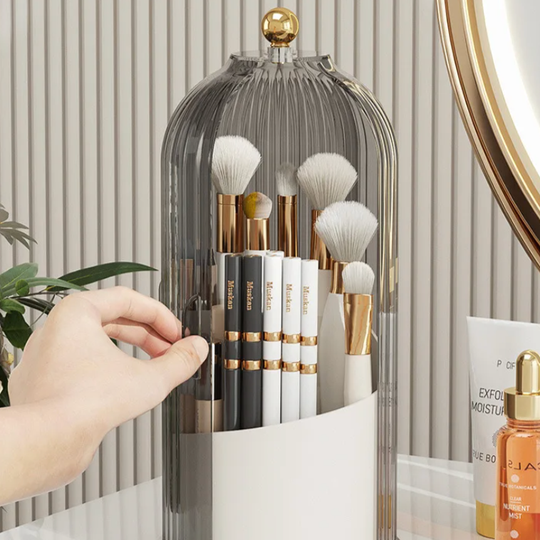 Rotating Acrylic Cosmetic Organizer with 360-Degree Spin, Waterproof Makeup Storage, Compact Makeup Organizer Box