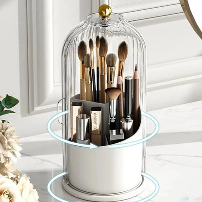 Rotating Acrylic Cosmetic Organizer with 360-Degree Spin, Waterproof Makeup Storage, Compact Makeup Organizer Box