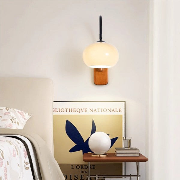 Swivel Glass Sphere Sconce – E27 Wall Mount Accent Fixture with 10W LED Bulb for Bedroom Hallway Living Room Adjustable Directional Lighting