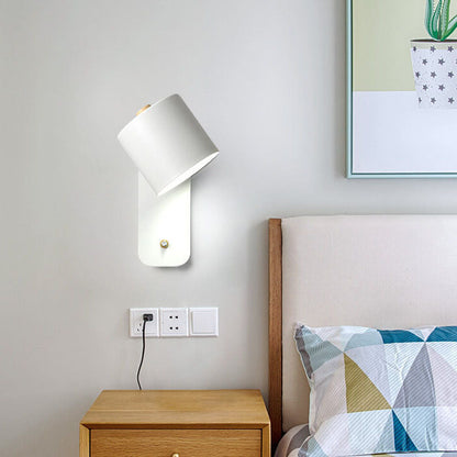Adjustable Rotatable Wall Sconce Light – Directional Aluminum Cylinder Lamp with Macaron Finish for Bedroom, Hallway, Reading Nook
