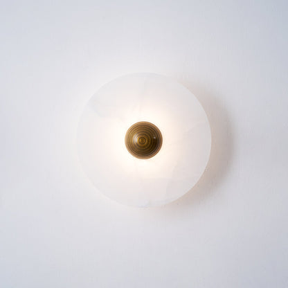 LED Flush Mount Ceiling Light 12 Inch Alabaster Shade Aluminum Frame Dual Install Wall Sconce Contemporary Fixture for Bedroom Hallway Livin